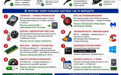 Почему ноутбук тормозит и как ускорить — 8 причин 2026 | BitFix Киев