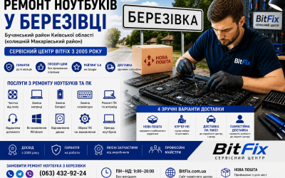 Ремонт ноутбуків Березівка — чистка, матриця, батарея, клавіатура | BitFix