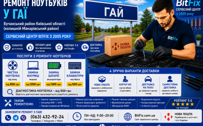 Ремонт ноутбуків Гай — чистка, матриця, батарея, клавіатура | BitFix