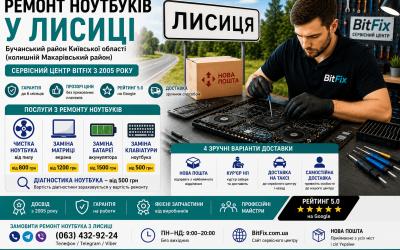 Ремонт ноутбуків Лисиця — чистка, матриця, батарея, клавіатура | BitFix