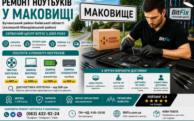 Ремонт ноутбуків Маковище — чистка, матриця, батарея, клавіатура | BitFix