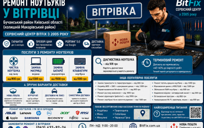 Ремонт ноутбуків Вітрівка — чистка, матриця, батарея, клавіатура | BitFix