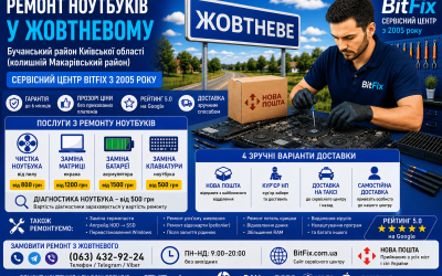 Ремонт ноутбуків Жовтневе — чистка, матриця, батарея, клавіатура | BitFix